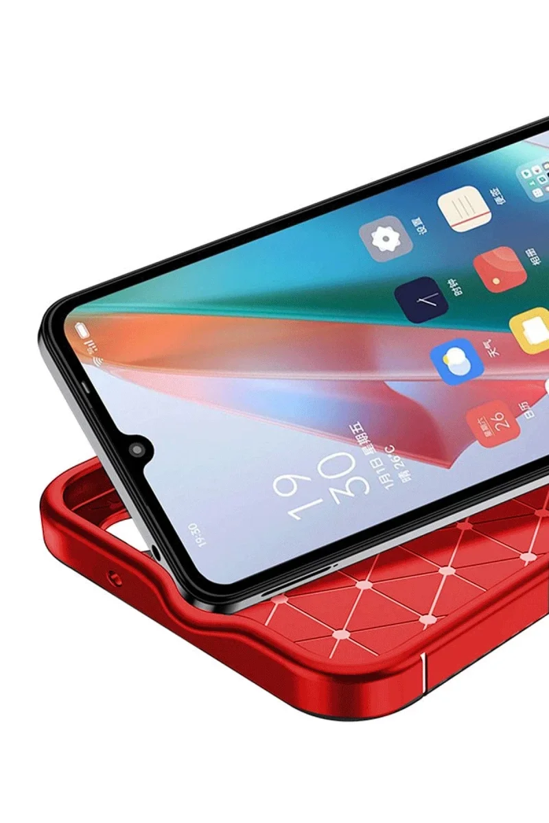 Samsung Galaxy A06 Kılıf Auto Focus Karbon Kapak - Kırmızı görsel 3