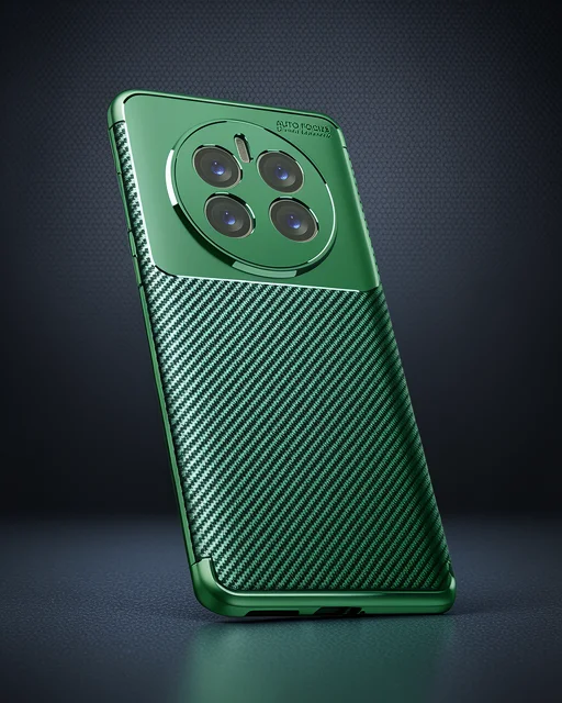 Realme 12 Pro Plus Kılıf Auto Focus Karbon Kapak - Koyu Yeşil