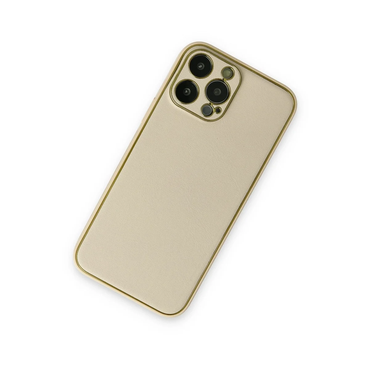 Apple İphone 13 Pro Kılıf Coco Deri Silikon Kapak - Gold görsel 3