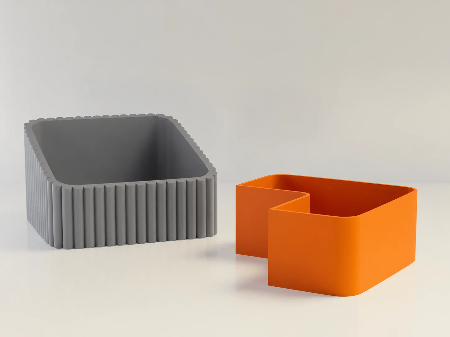 3D Baskı Fıstık Kasesi - Çift Hazneli Kabuk Ayırıcı Sunum Kasesi - Gri Turuncu görsel 2