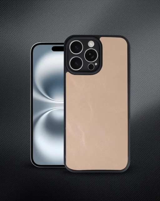 Apple İphone 16 Pro Max Kılıf Aras Deri Kapak - Pudra
