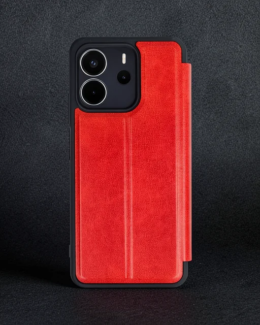 Xiaomi Redmi Note 14 4g Kılıf Flip Cover - Kırmızı