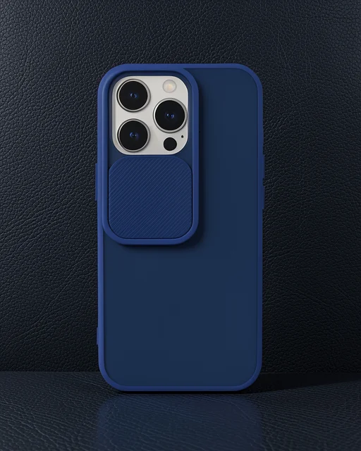 Apple İphone 13 Pro Kılıf Palm Buzlu Kamera Sürgülü Silikon - Lacivert