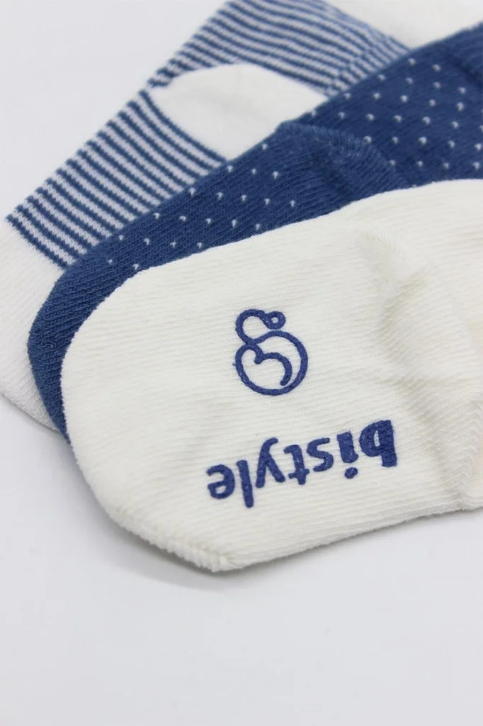 NessiWorld Puanlı Kaymaz Penye Soket Çorap 3'Lü BS10108 İndigo(ADET FİYATIDIR) görsel 3