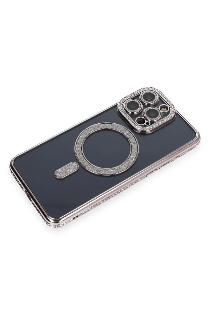 Apple iPhone 14 Pro Kılıf Joke Simli Magneticsafe Kılıf - Gri görsel 3