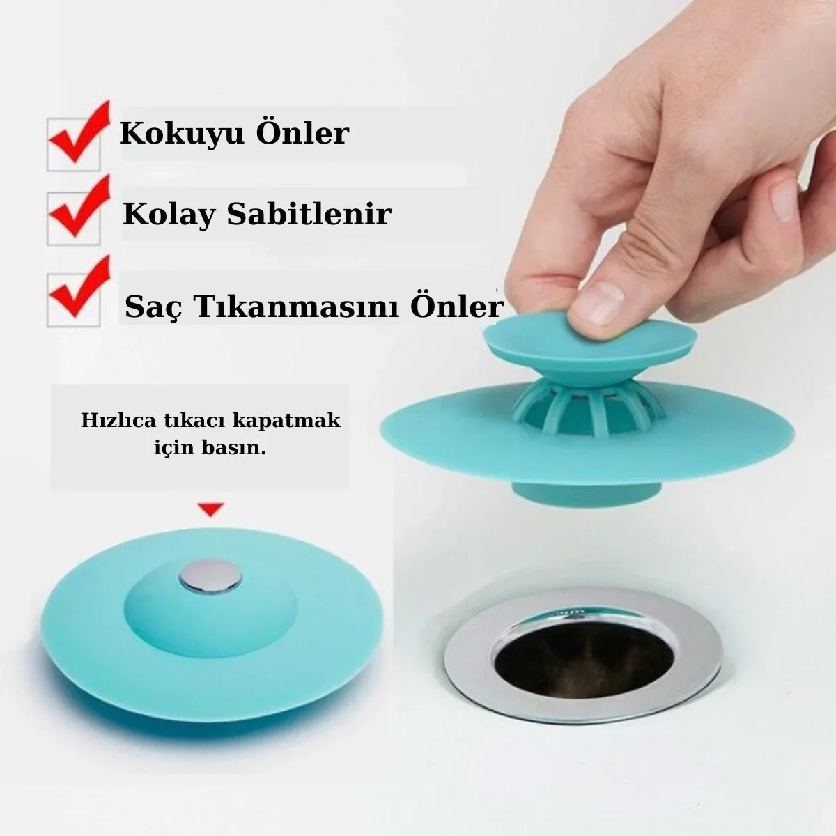 Silikon Malzeme Banyo Mutfak Gider Evye Lavabo İçine Çöp Tıpası Kaydırmaz Süzgeç Çeşitleri M görsel 2