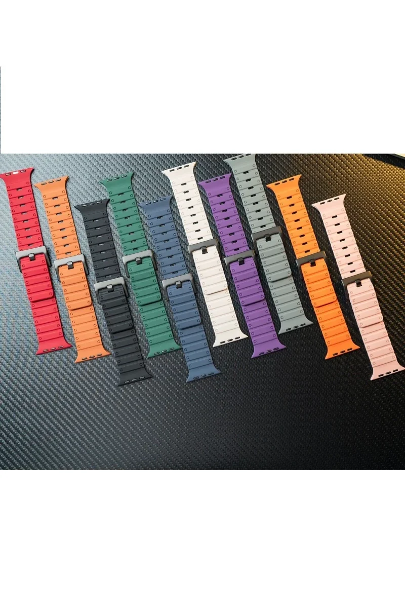 Apple Watch 42mm Magnus Mıknatıslı Silikon Kordon - Mor görsel 2