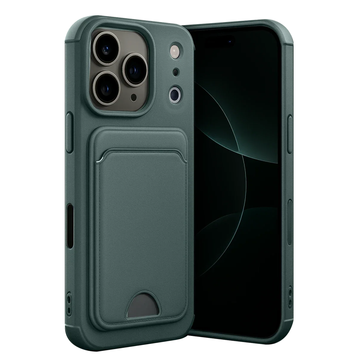 Apple iPhone 17 Pro Max Kelvin Kartvizitli Silikon - Koyu Yeşil
