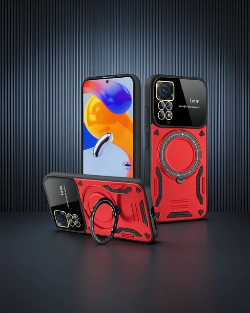 Xiaomi Redmi Note 12 Pro 4g Kılıf Joy Lens Standlı Kapak - Kırmızı