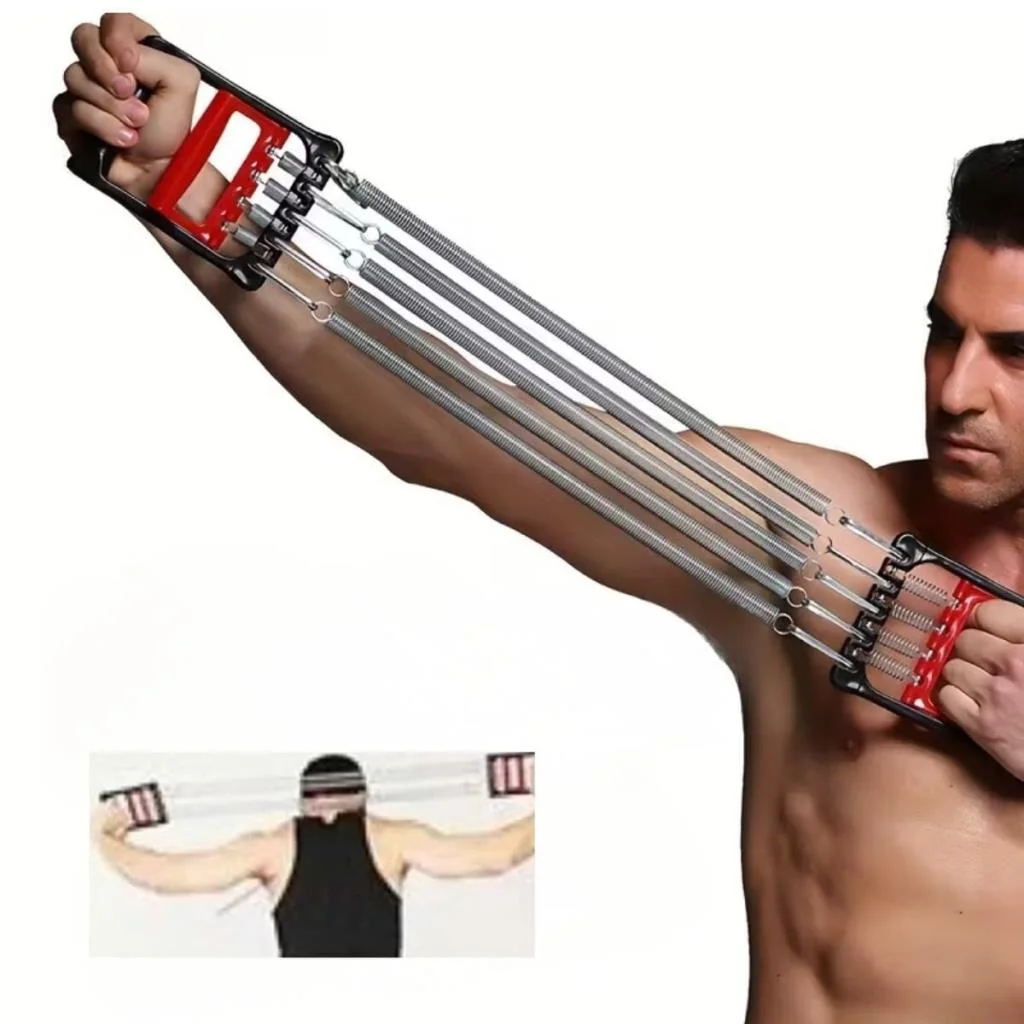 Göğüs Genişletme ve Kuvvet Egzersiz Aleti – 5 Yaylı 5 Kademeli Ayarlanabilir Fitness ve Kuvvet Antrenmanı Ekipmanı görsel 3