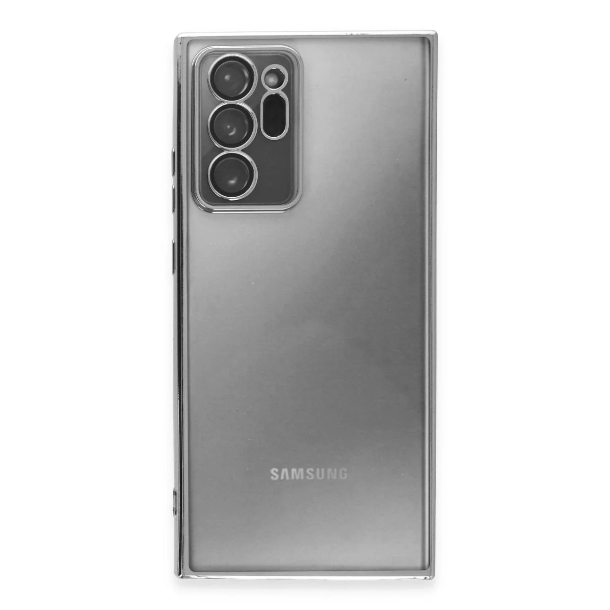 Samsung Galaxy Note 20 Ultra Kılıf Razer Lensli Silikon - Gümüş görsel 2