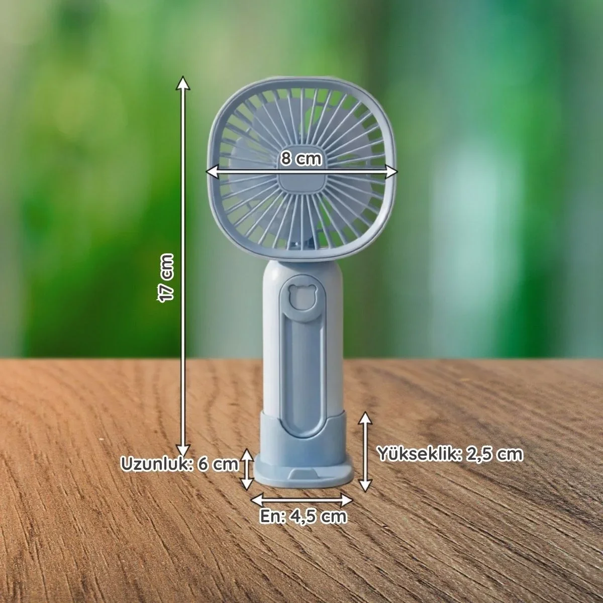 3 Kademeli Telefon Tutuculu Standlı ni Fan – Tuşu Ayı Figürlü Masaüstü ve EldeKullanılabilen Taşınabilir Fan EKL30 görsel 5
