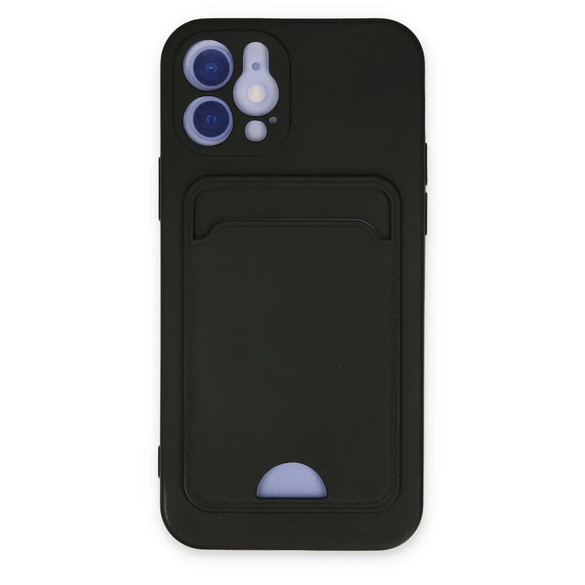 Apple iPhone 12 Kılıf Kelvin Kartvizitli Silikon - Siyah