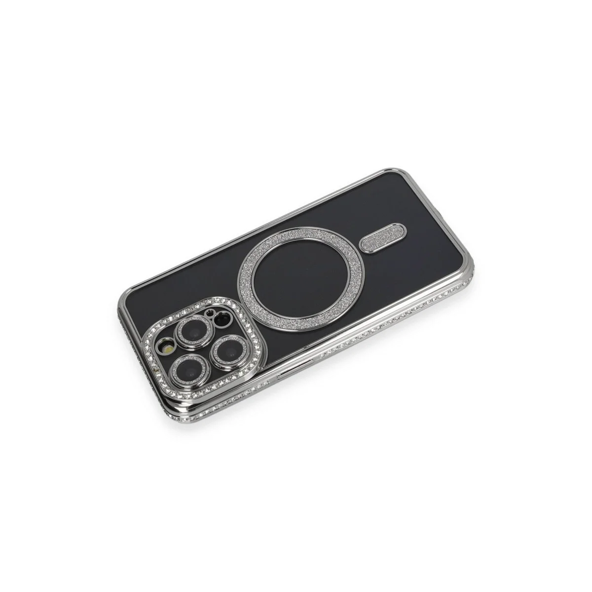Apple İphone 14 Pro Max Kılıf Joke Simli Magneticsafe Kılıf - Gri görsel 2