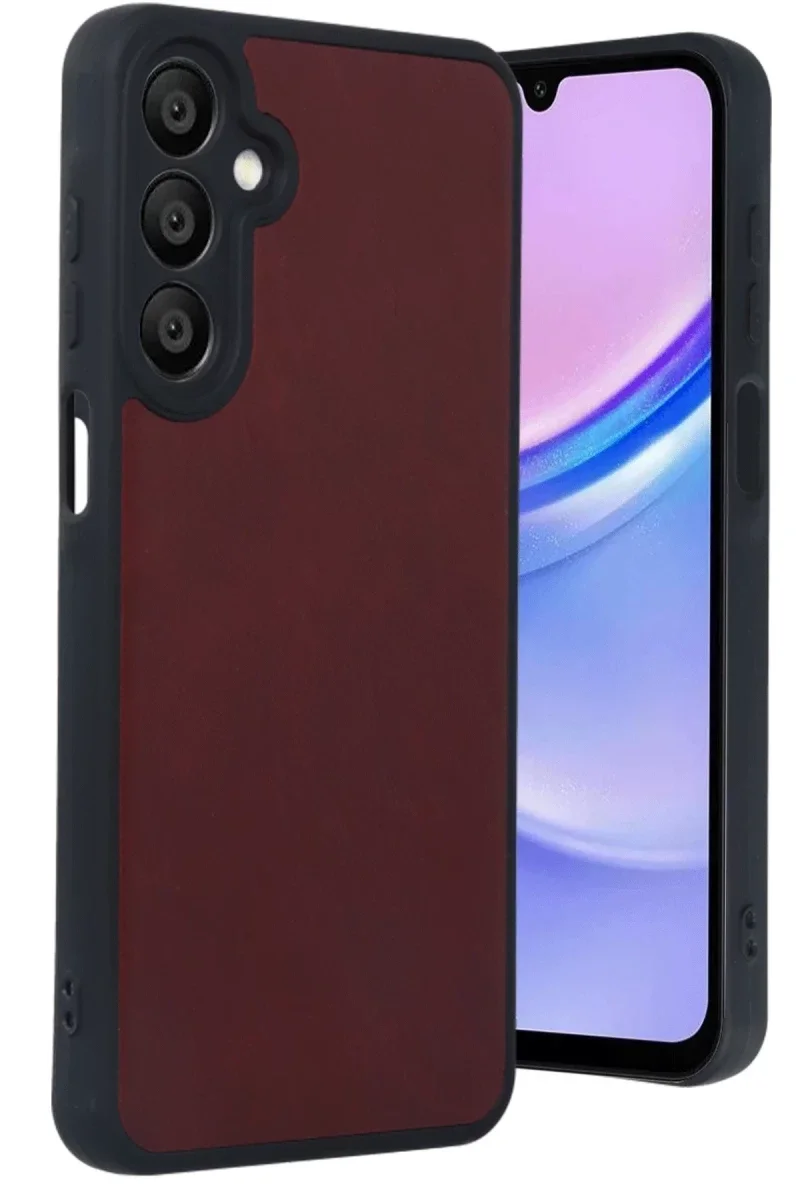 Samsung Galaxy M15 Kılıf Aras Deri Kapak - Bordo görsel 2