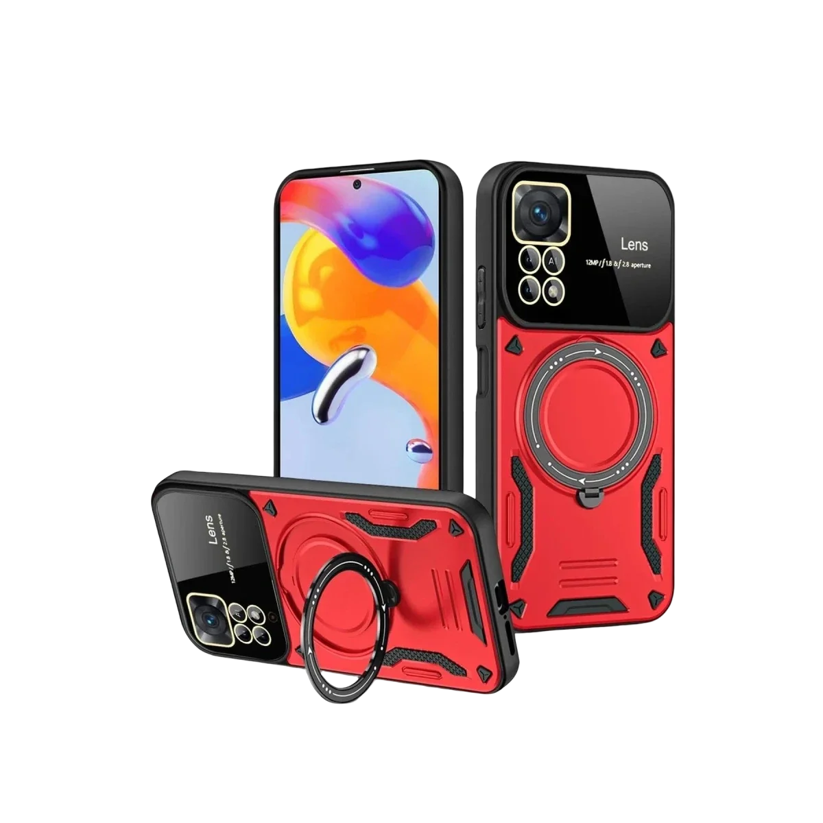 Realme 11 Pro Plus Joy Lens Standlı Kapak - Kırmızı