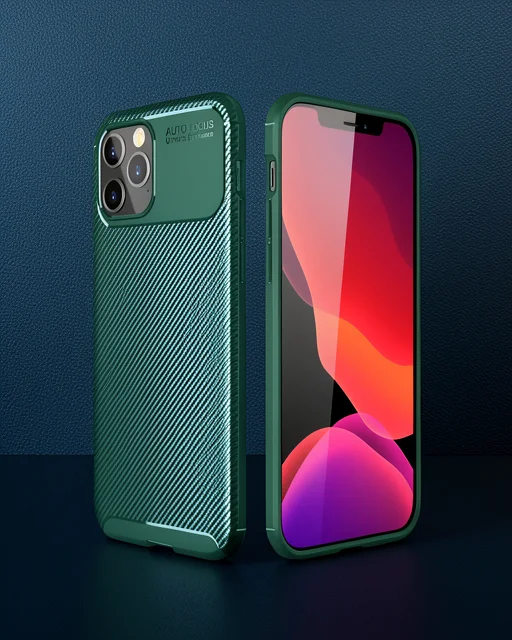 Apple İphone 11 Pro Kılıf Auto Focus Karbon Kapak - Yeşil