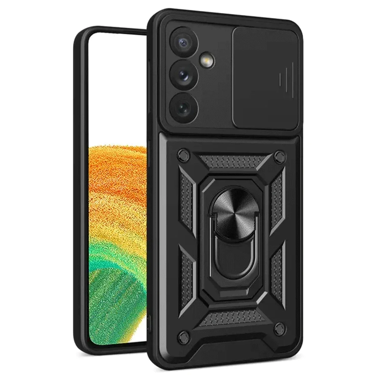 Samsung Galaxy S24 FE Pars Lens Yüzüklü Silikon - Siyah