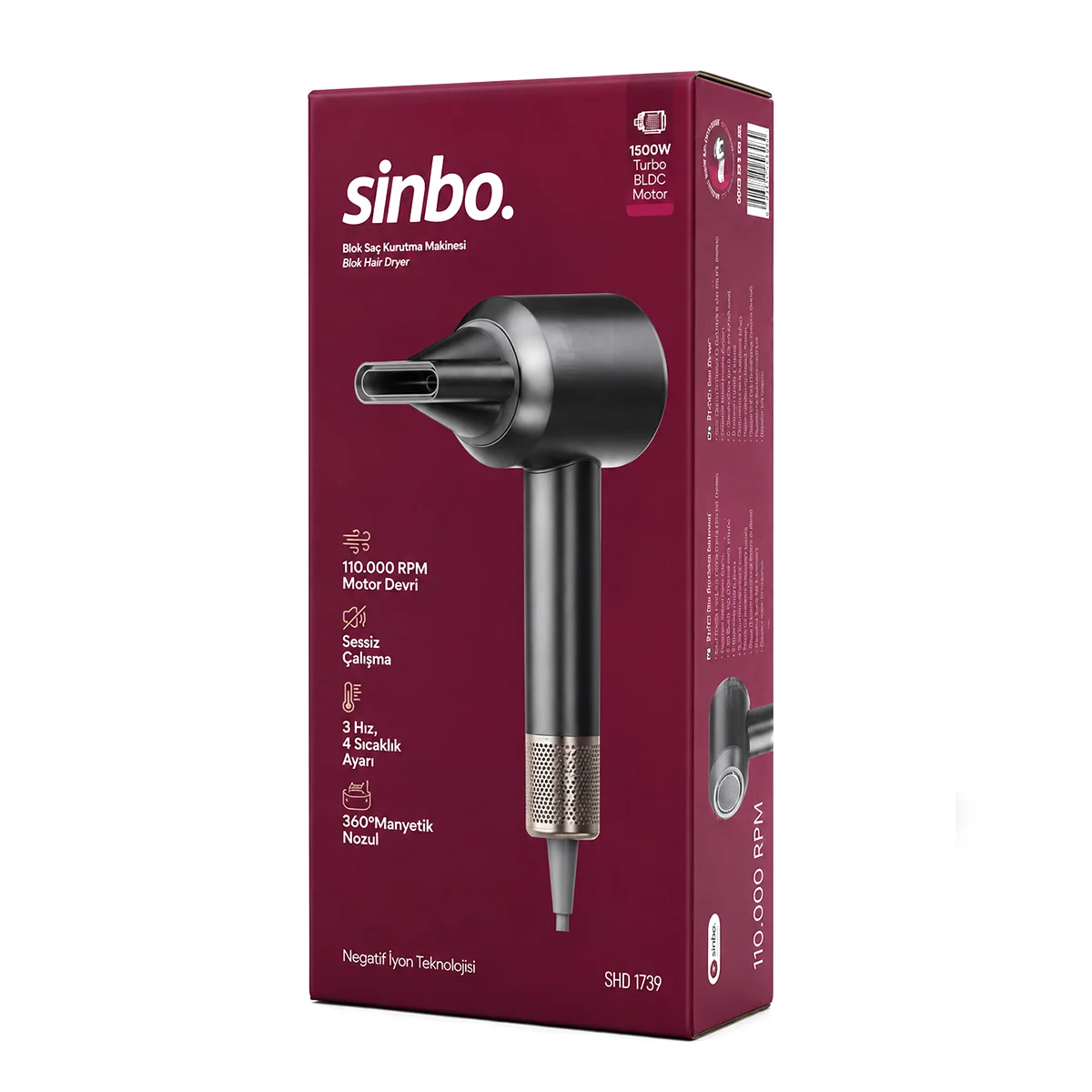 Saç Kurutma ve Şekillendirme Makinesi 1500W BLDC Turbo (Gri) görsel 3