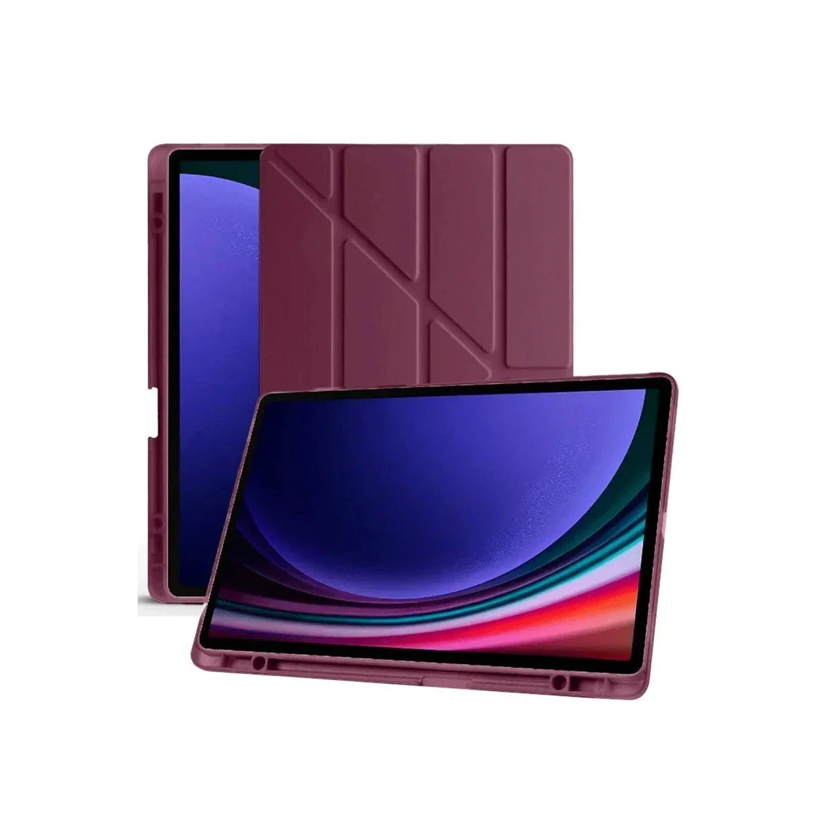 Samsung Galaxy X510 Tab S9 FE 11 Kılıf Kalemlikli Mars Tablet Kılıfı - Mürdüm görsel 4