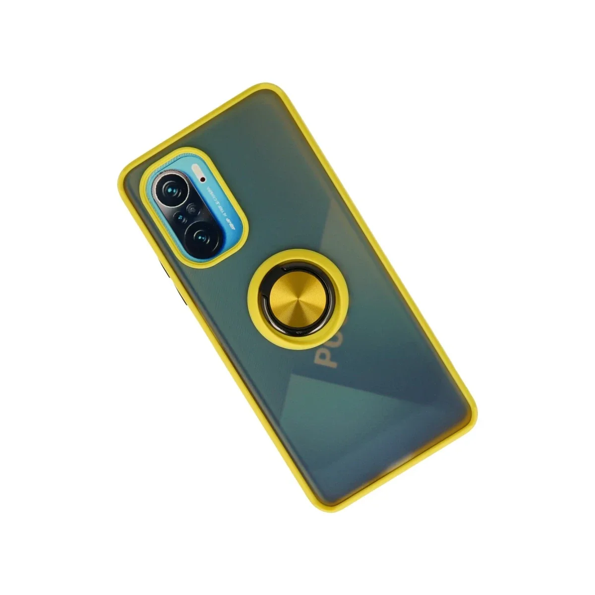 Xiaomi Redmi K40 Kılıf Montreal Yüzüklü Silikon Kapak - Sarı görsel 2
