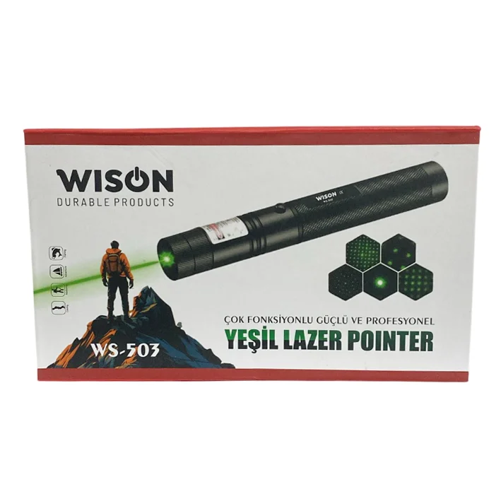 WS-503 100MW Desen Başlıklı Şarjlı Yeşil Lazer Pointer görsel 3