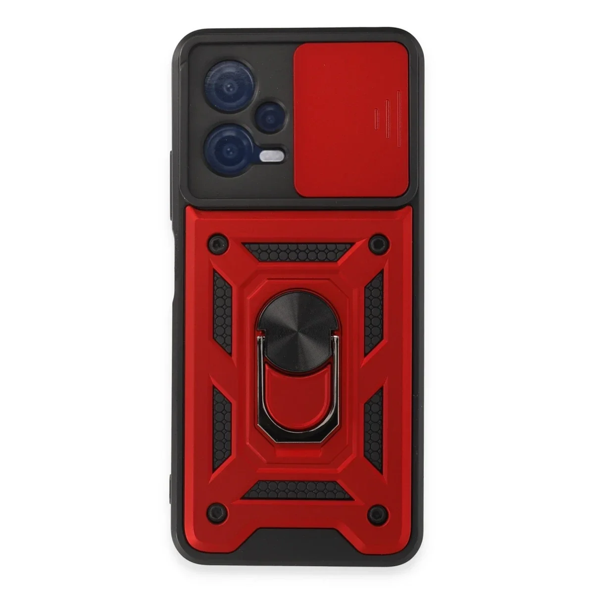 Xiaomi Redmi Note 12 5G Kılıf Pars Lens Yüzüklü Silikon - Kırmızı