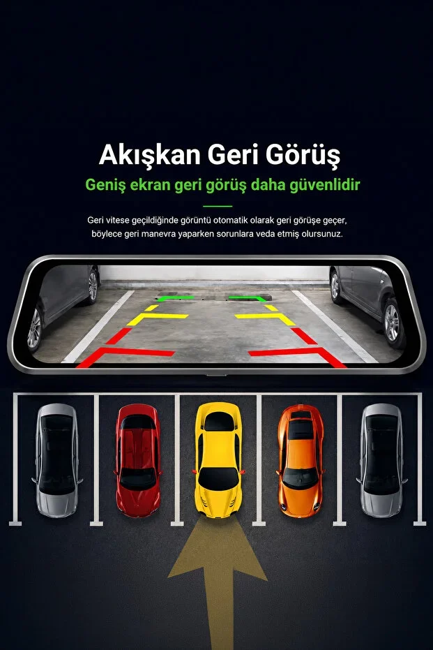 2K Ekran Tam Dokunmatik 9.66” Dikiz Ayna Araç Içi Kamera (1080P ARKA) görsel 3