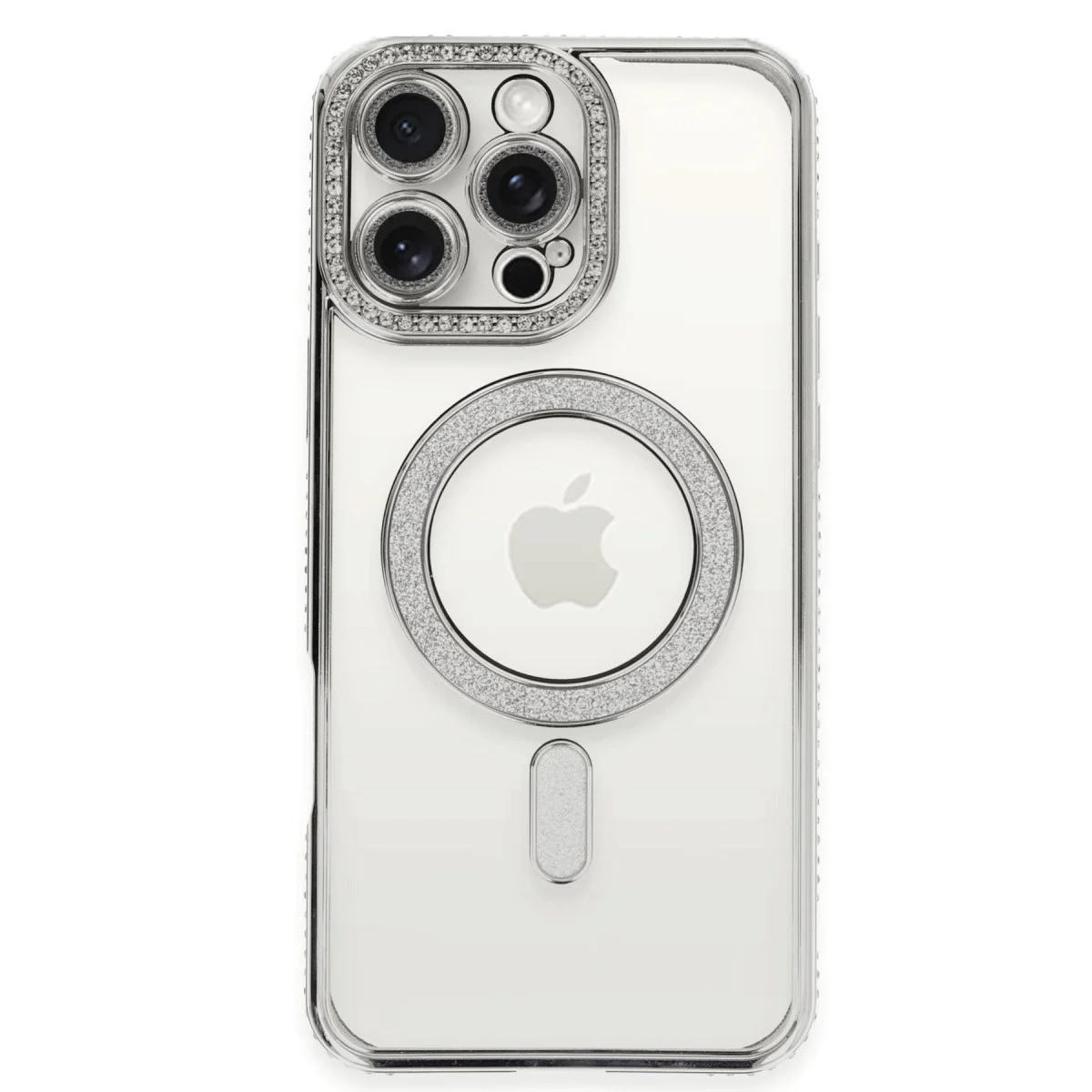Apple İphone 16 Pro Kılıf Joke Simli Magneticsafe Kılıf - Gümüş görsel 2