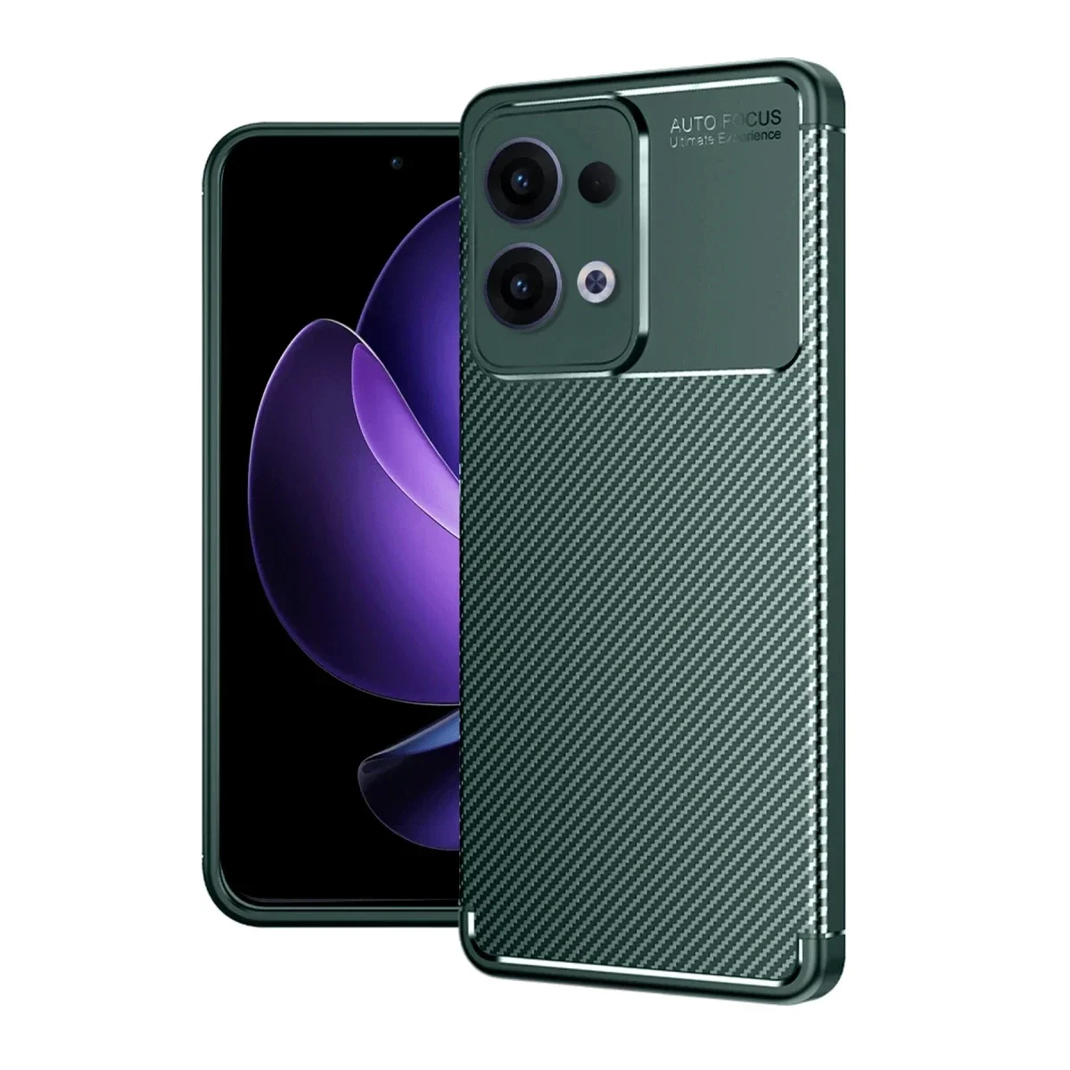 Oppo Reno 13 Pro Kılıf Auto Focus Karbon Kapak - Koyu Yeşil görsel 2