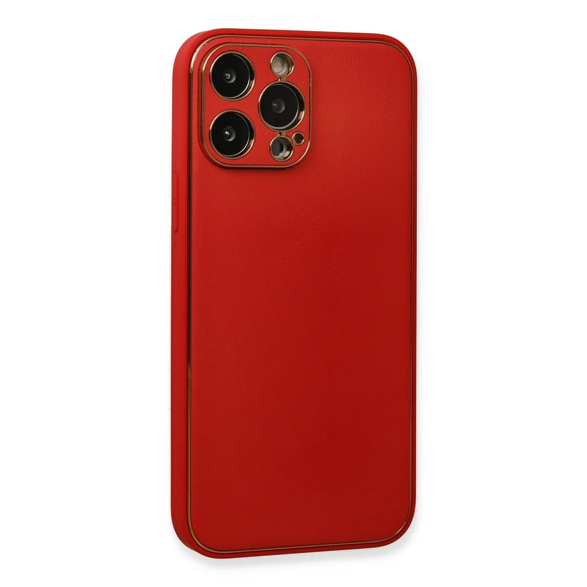 Apple İphone 13 Pro Max Kılıf Coco Deri Silikon Kapak - Kırmızı görsel 3