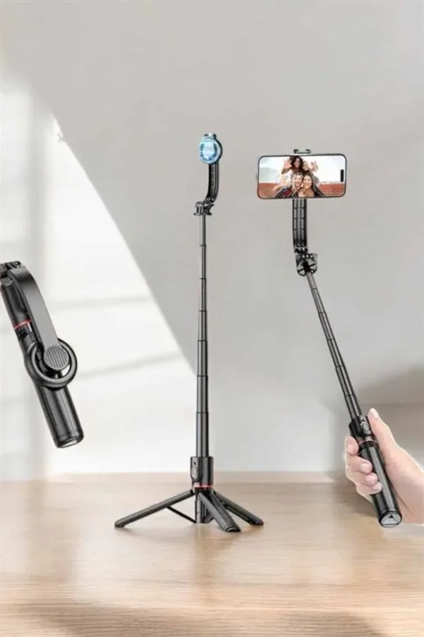 Kumandalı Tripod Telefon Tutucu Selfie Çubuğu 360 Derece Dönebilen görsel 3
