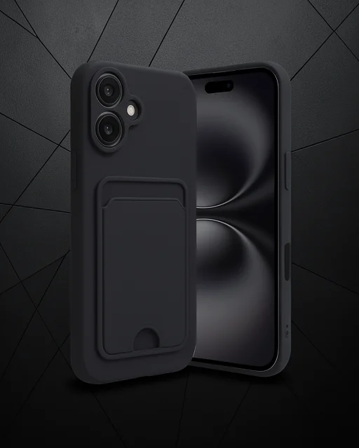 Apple İphone 16 Kılıf Kelvin Kartvizitli Silikon - Siyah
