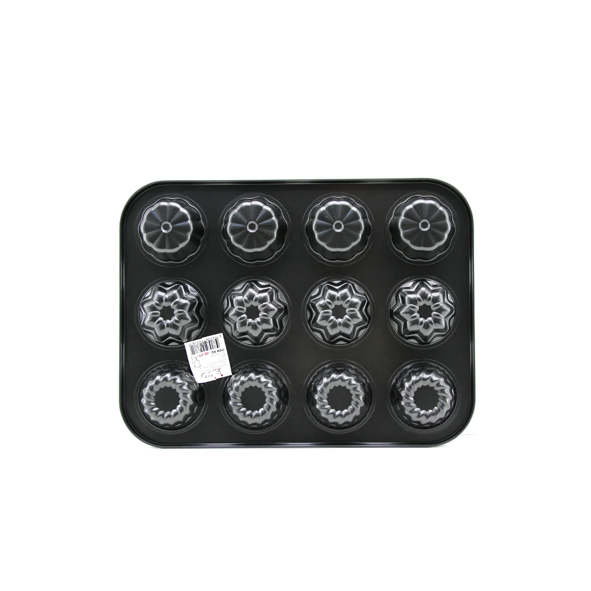 12 Gözlü Metal Muffin Kek Kalıbı - Siyah görsel 3