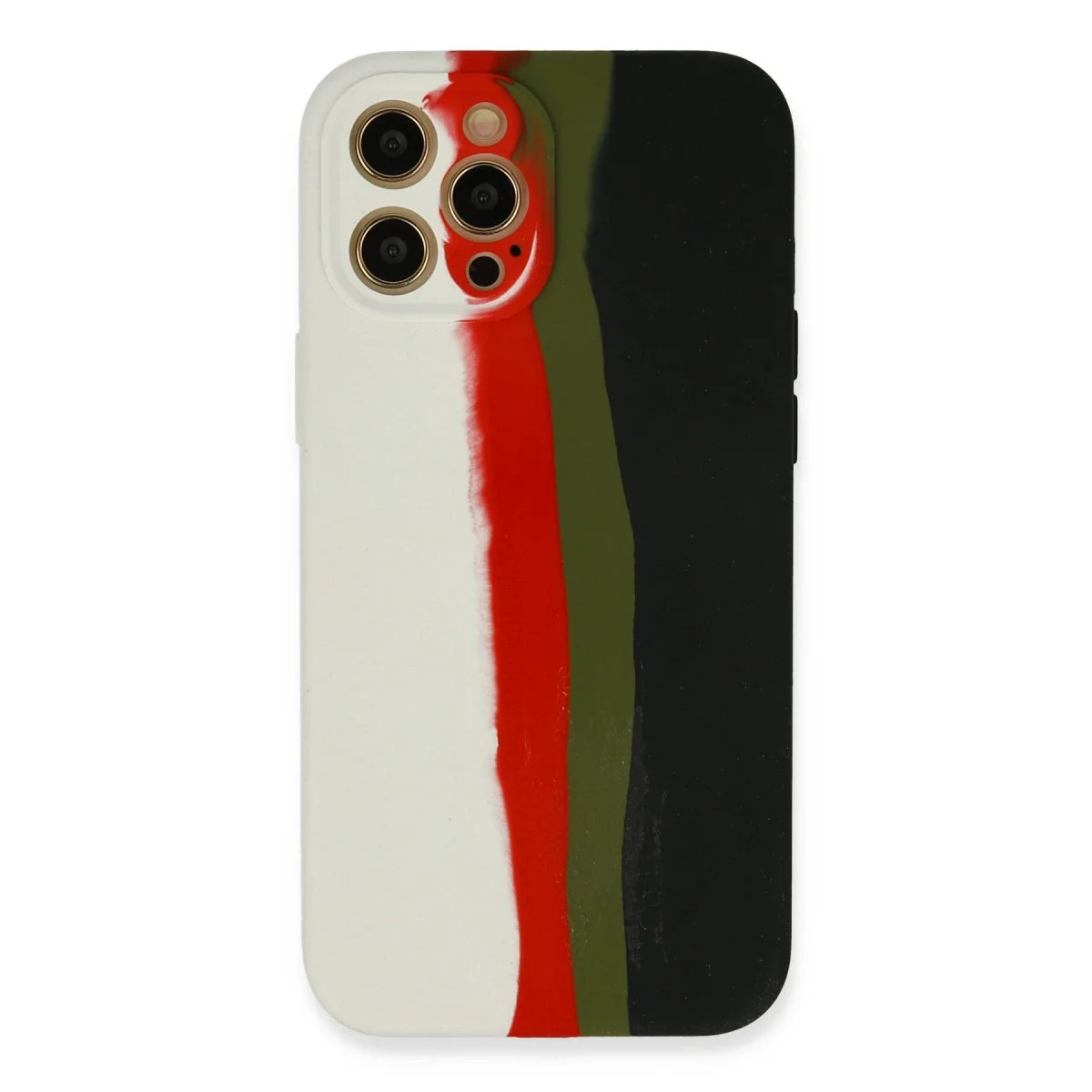 Apple İphone 12 Pro Max Kılıf Ebruli Lansman Silikon - Beyaz-siyah