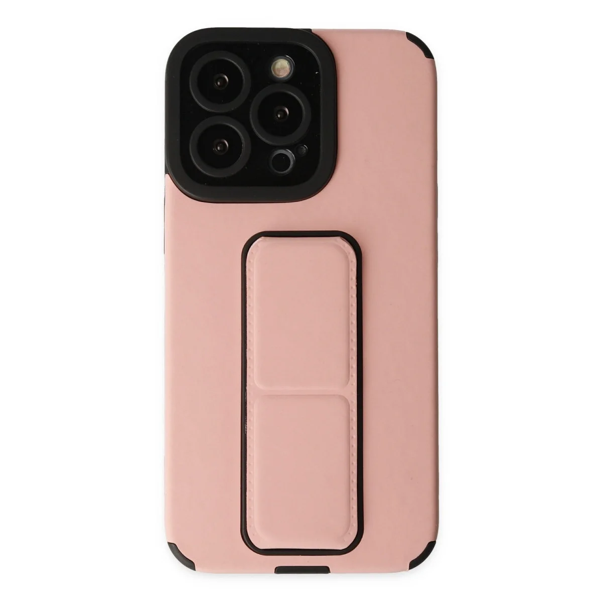 Apple İphone 14 Pro Kılıf Mega Standlı Silikon - Pudra