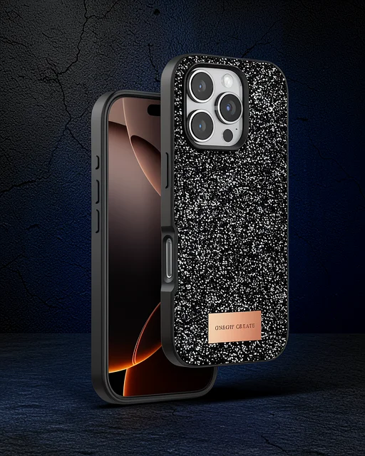 Onegif Apple İphone 16 Pro Bright Simli Kapak - Siyah