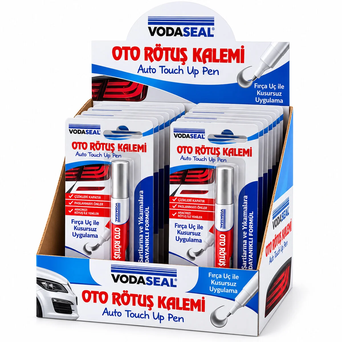 12 Adet Metalik Gümüş Oto Rötuş Kalem Fırça Uç 5ML görsel 3