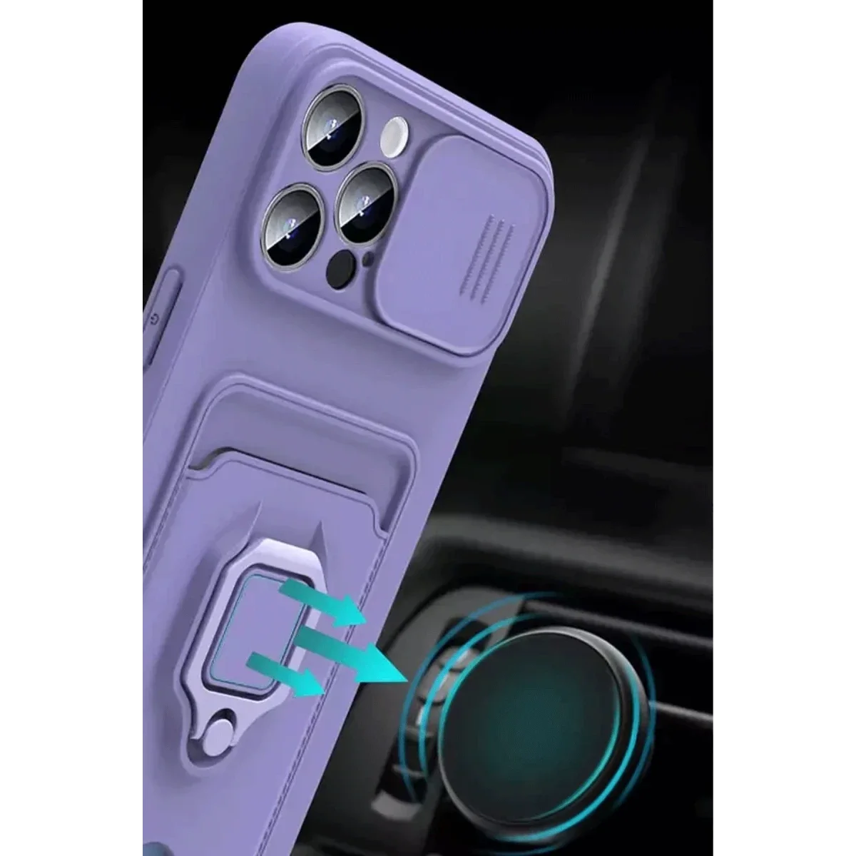 Xiaomi Redmi Note 13 Pro Plus Kılıf Zuma Kartvizitli Yüzüklü Silikon - Siyah görsel 4