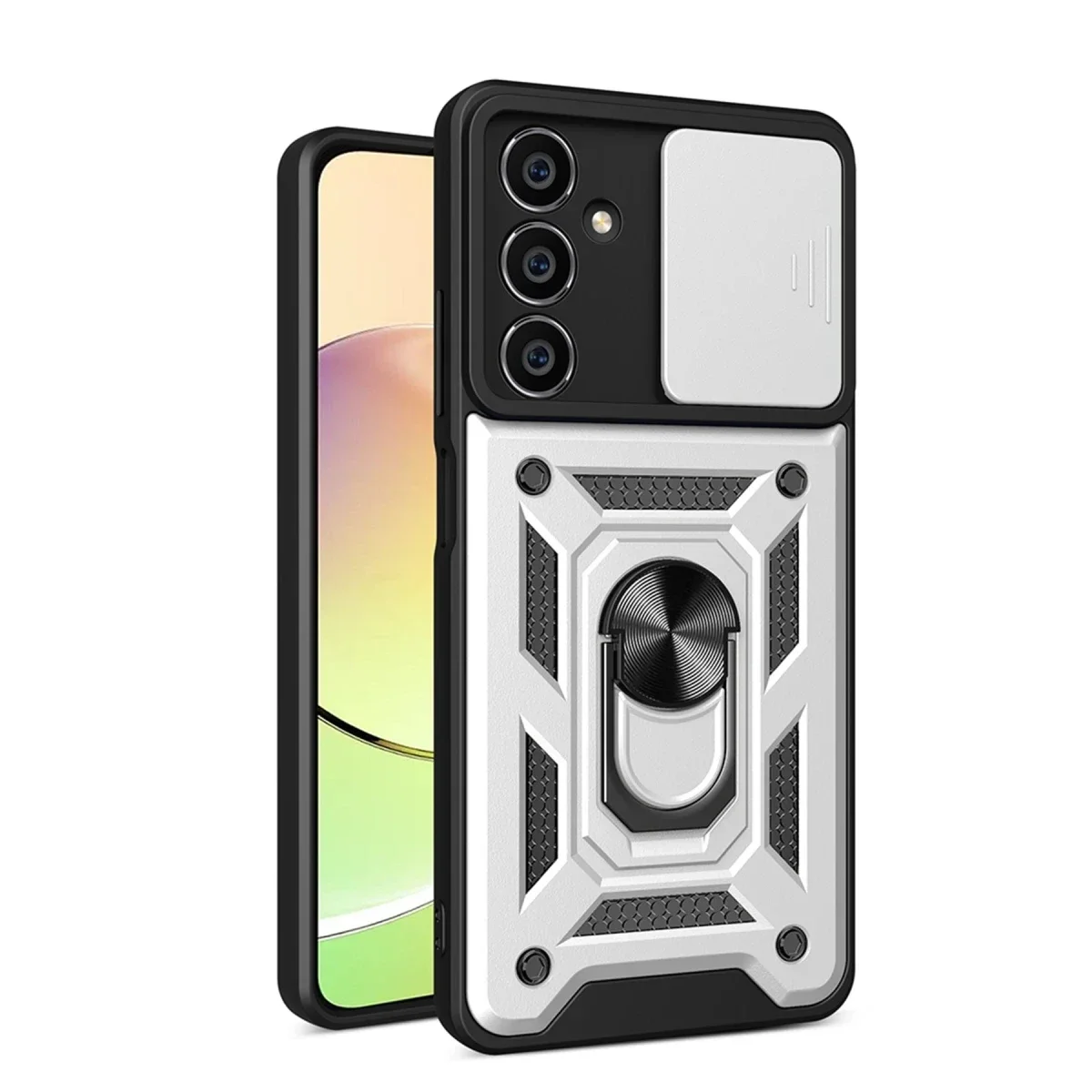 Samsung Galaxy A25 5G Kılıf Pars Lens Yüzüklü Silikon - Gümüş