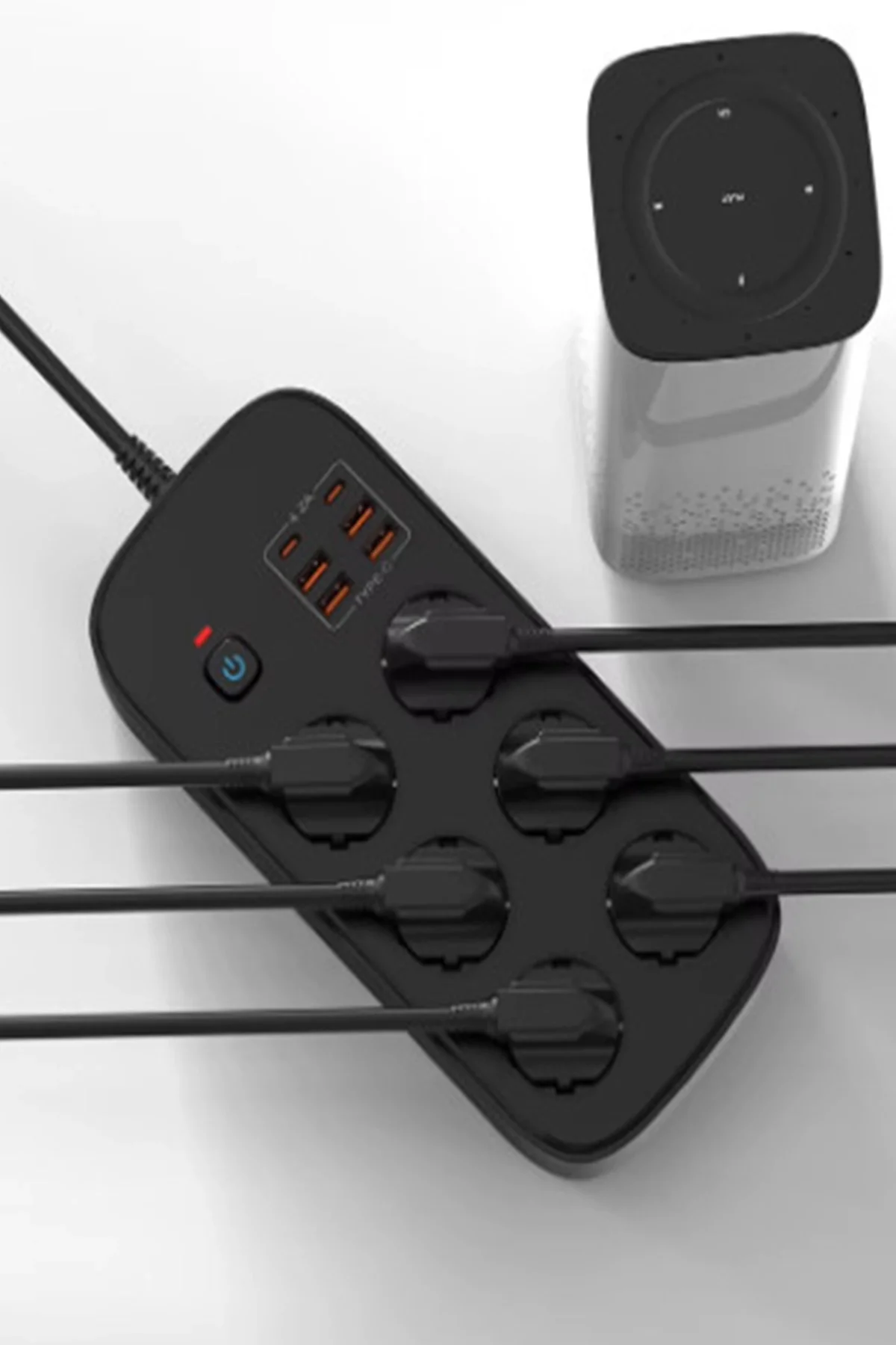Termal Akım Korumalı 6’lü Priz 4x USB 2x Type-C Çıkışlı Grup Priz Çoğaltıcı (3500W) Siyah görsel 3