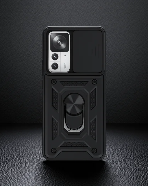 Xiaomi Mi 12t Pro Kılıf Pars Lens Yüzüklü Silikon - Siyah