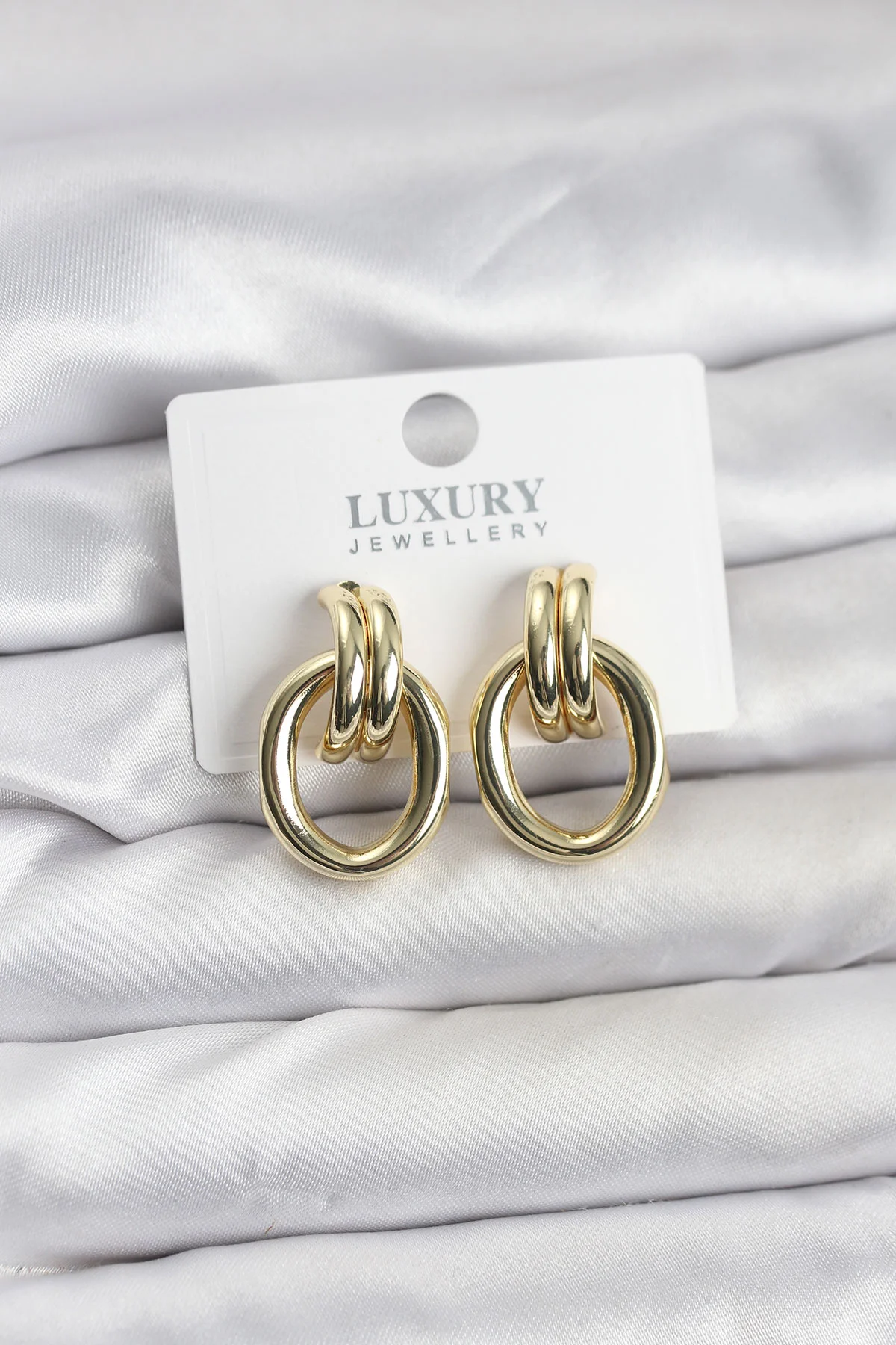 Gold Renk Pirinç Vintage Kadın Küpe