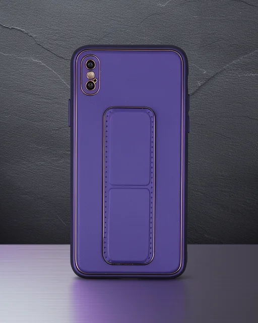 Apple İphone Xs Max Kılıf Coco Deri Standlı Kapak - Mor