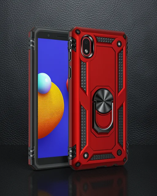 Samsung Galaxy A01 Core Kılıf Sofya Yüzüklü Silikon Kapak - Kırmızı