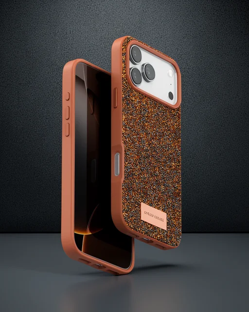 Onegif Apple İphone 17 Pro Max Bright Simli Kapak - Turuncu