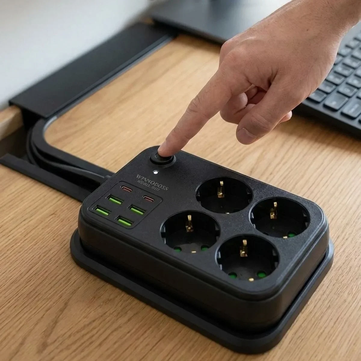 ieg™ Çoklu Priz Uzatma Kablosu 4 Soket + 4 USB + 2 Type-C – Termal Akım Korumalı, Isıya Dayanıklı, Çocuk Korumalı Güvenli Priz 100-250V görsel 4