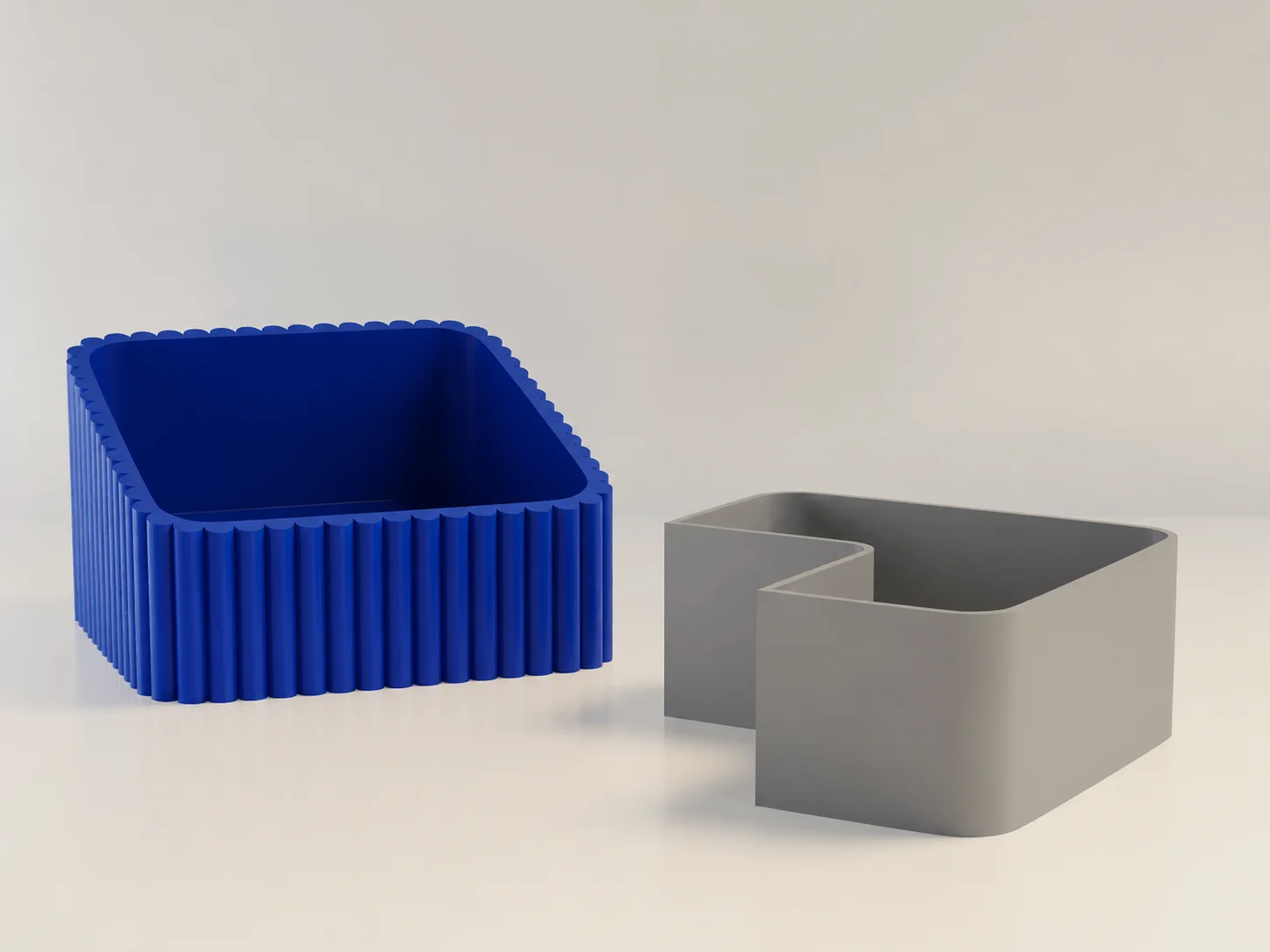 3D Baskı Fıstık Kasesi - Çift Hazneli Kabuk Ayırıcı Sunum Kasesi - Mavi Gri görsel 2