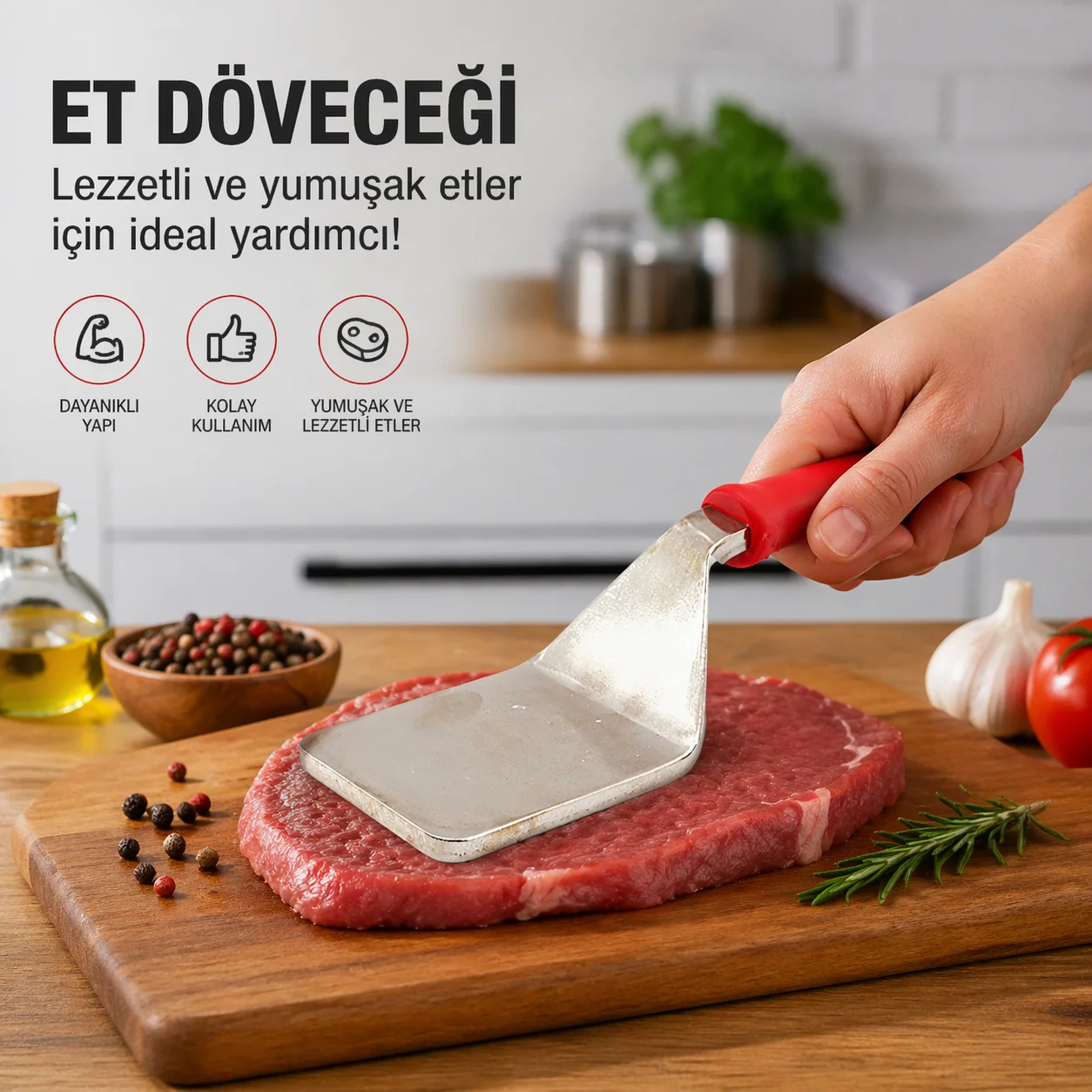 Et Dövecek No:4 - Plastik Saplı Metal Gövde görsel 6