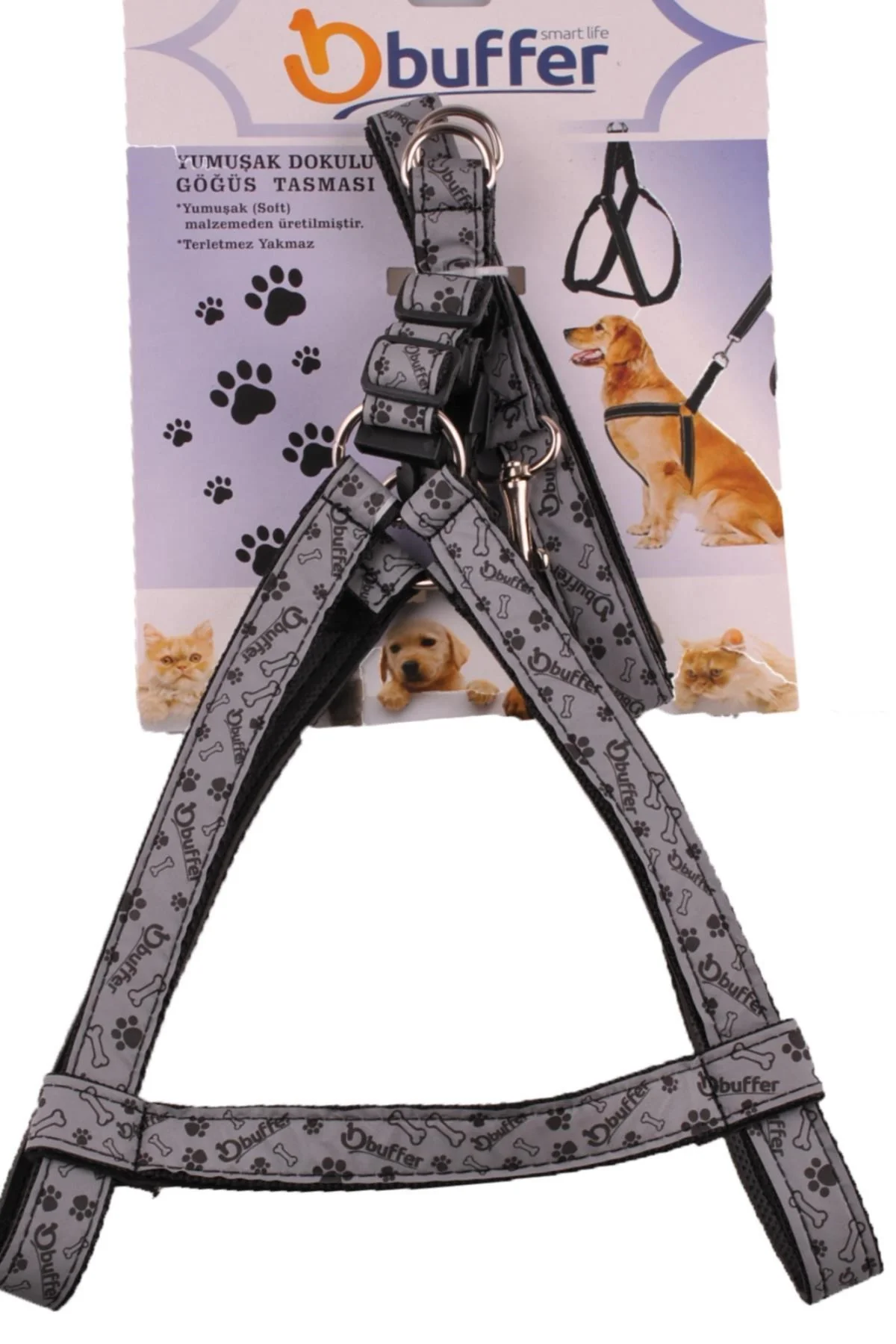 Ergonok Yumuşak Dokulu Terletmez Köpek Göğüs Tasması Medium görsel 4